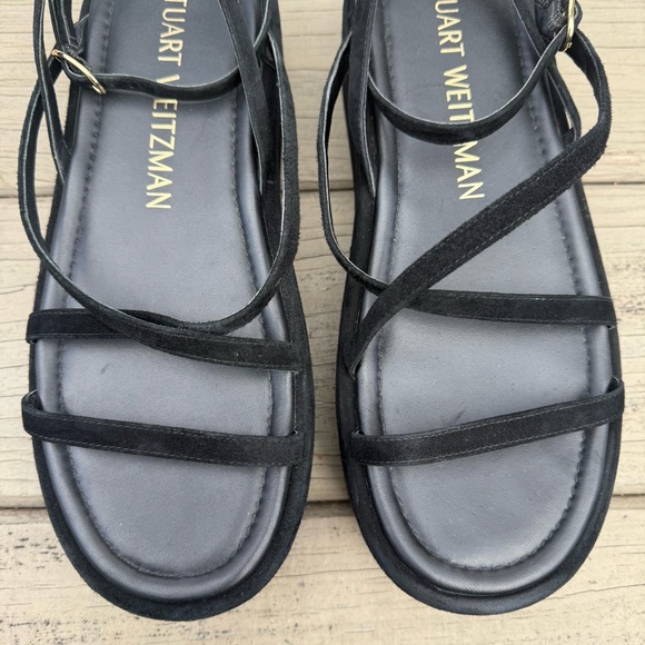 Stuart Weitzman Summerlift Flatform Sandals in black suede size 8.5 - Picture 6 of 14
